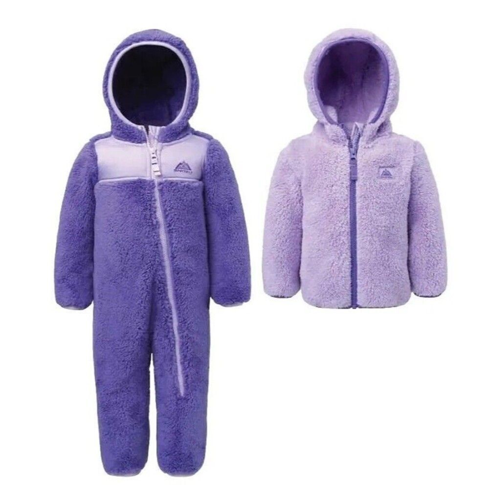 Infant Toddler SNOZU 2 Piece Warm Fleece Jacket & Snowsuit Set Purple, Size 3-6M